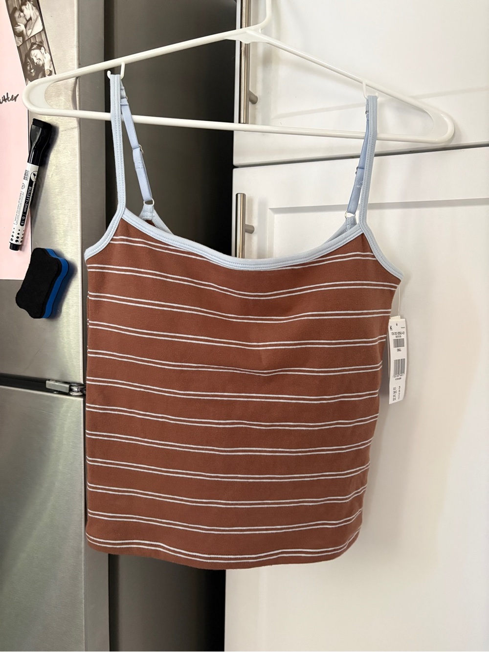 Abercrombie & Fitch Bra-Free Seamless Fabric 90s Cami Brown Stripe - Picture 3 of 3